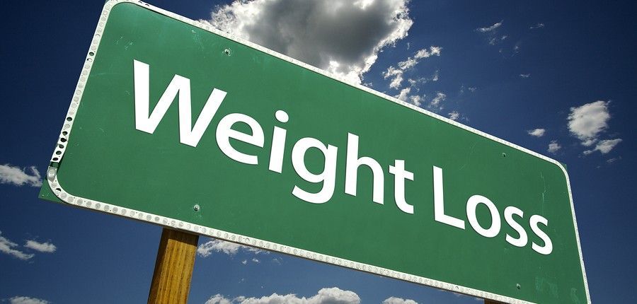 Green road sign with the words "Weight Loss".