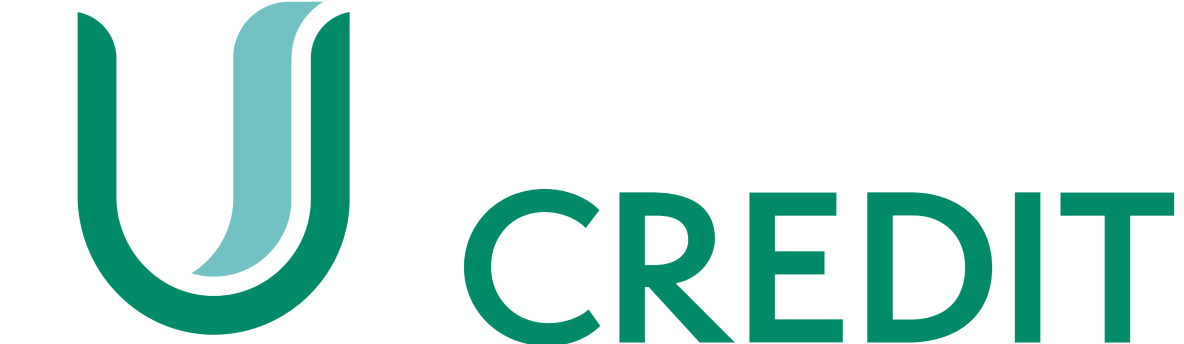 White, green, and blue themed United Credit logo.